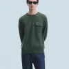 FROM FUTURE Pull Col Rond Kaki Fashion