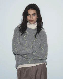 FROM FUTURE Pull Col Rond GrisChinéFoncé Online