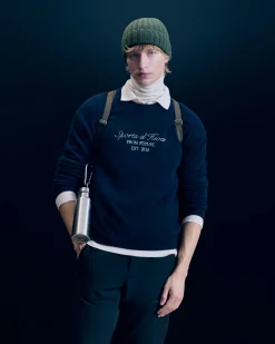 FROM FUTURE Pull Col Rond Navy Cheap