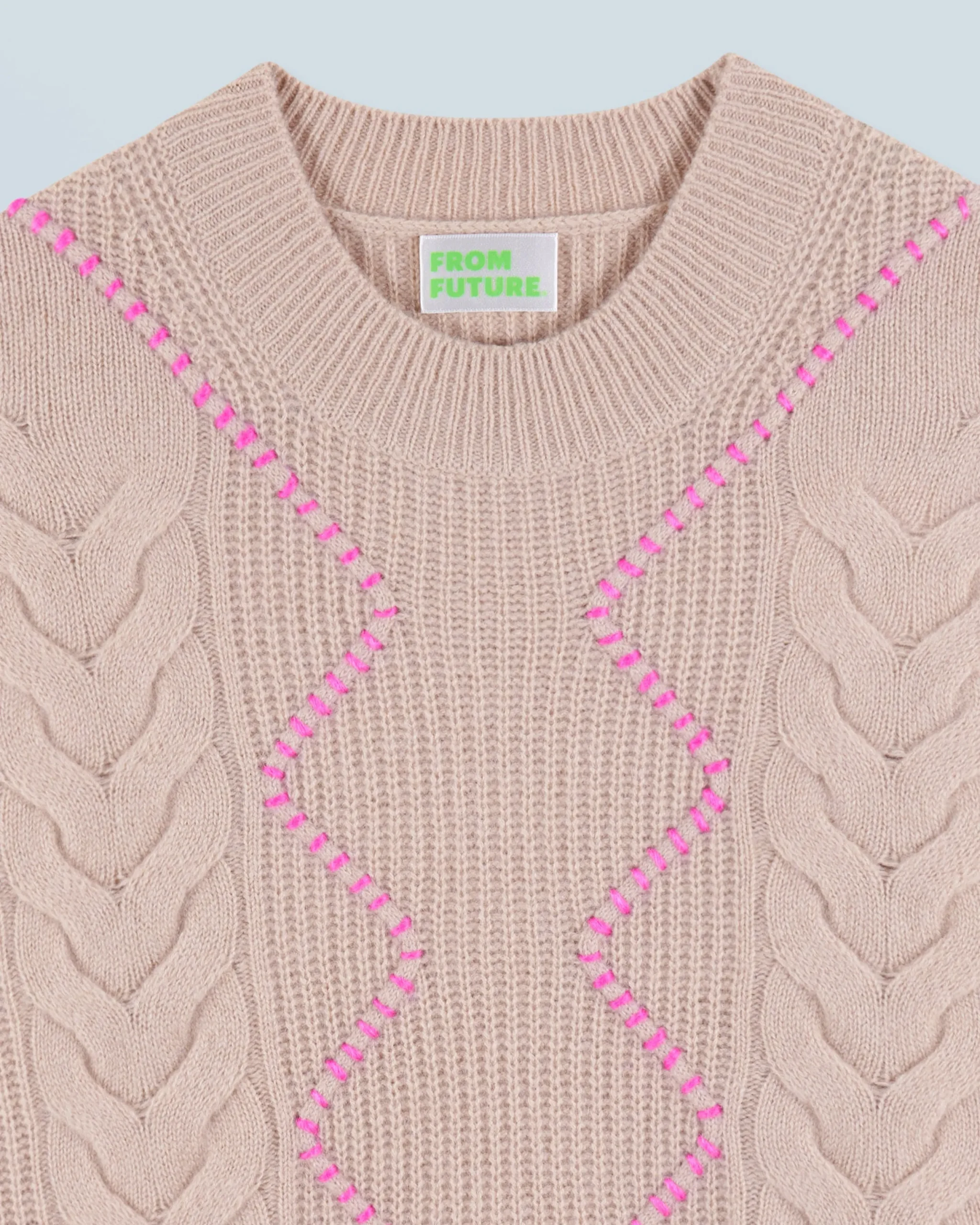 FROM FUTURE Pull Col Rond Beige Discount