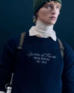 FROM FUTURE Pull Col Rond Navy Cheap