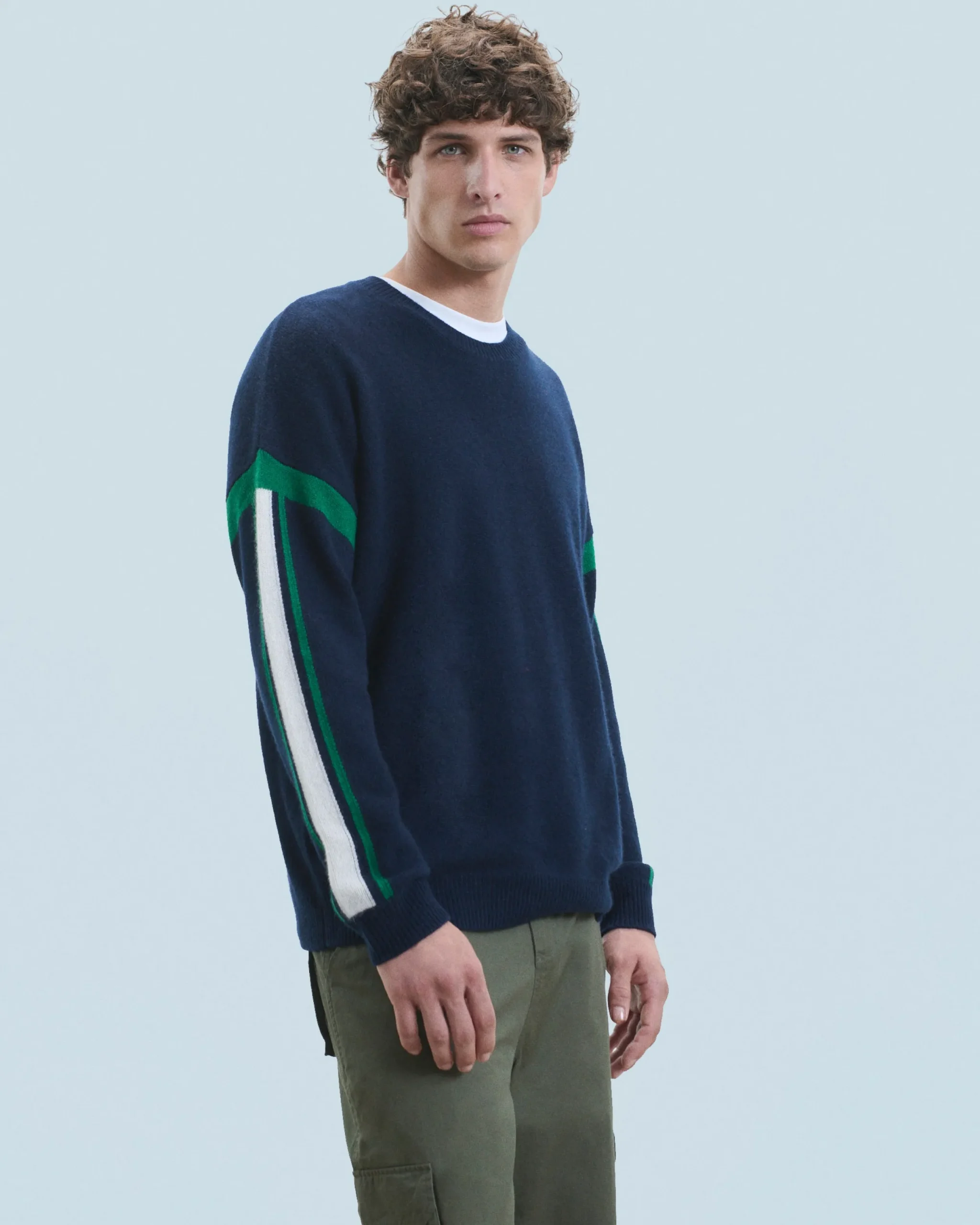 FROM FUTURE Pull Col Rond Navy Fashion