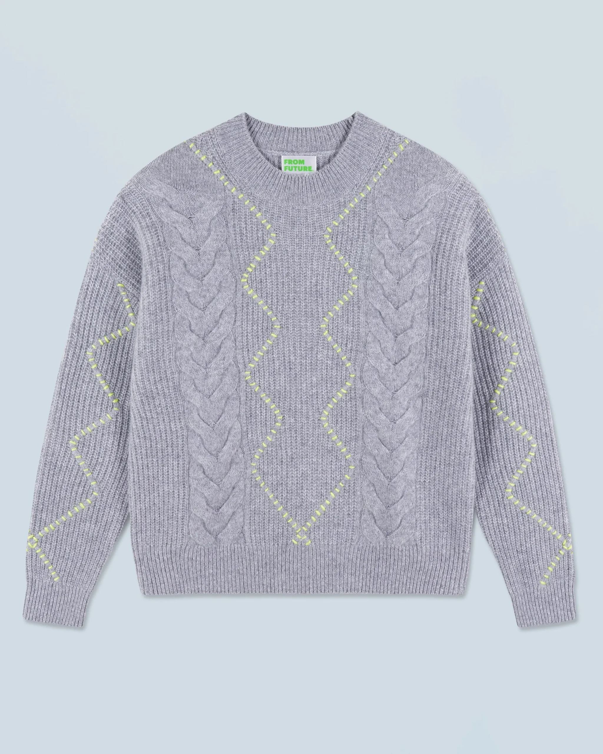 FROM FUTURE Pull Col Rond GrisChinéFoncé Online
