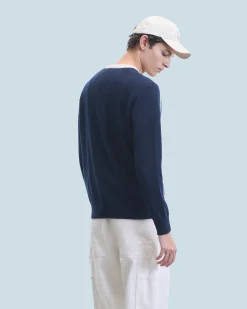 FROM FUTURE Pull Col Rond Navy Fashion