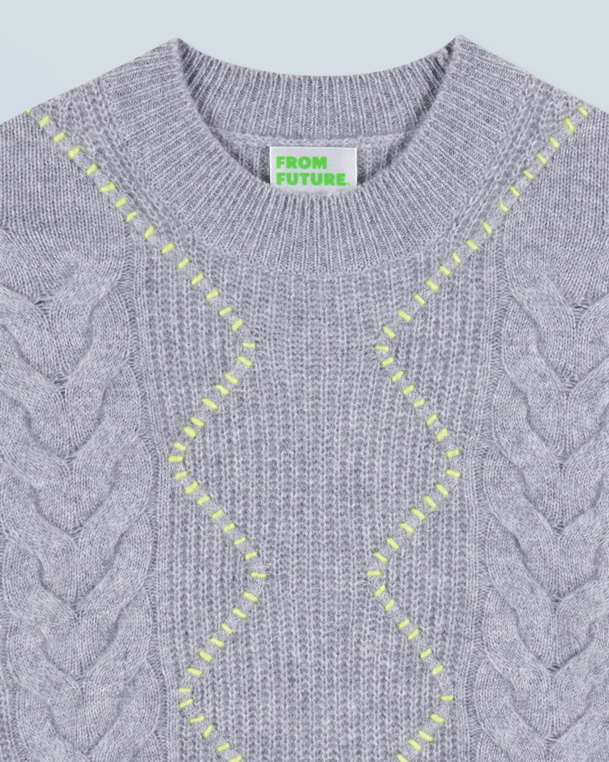 FROM FUTURE Pull Col Rond GrisChinéFoncé Online