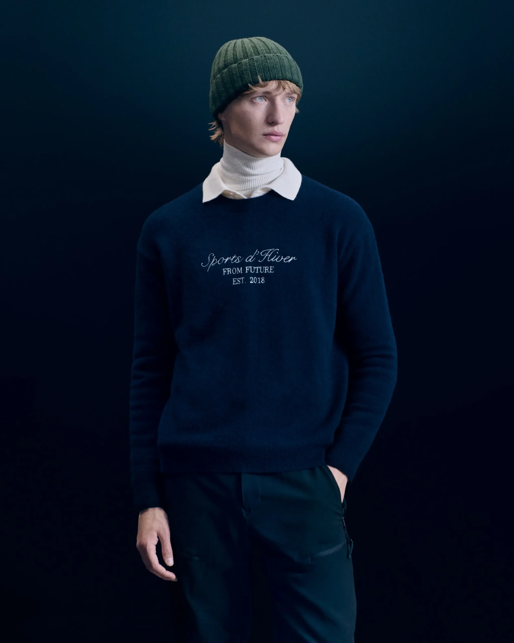 FROM FUTURE Pull Col Rond Navy Cheap
