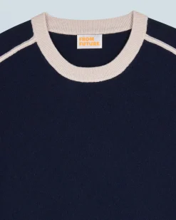 FROM FUTURE Pull Col Rond Navy Fashion