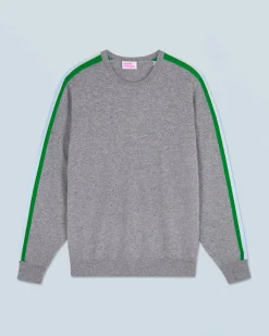 FROM FUTURE Pull Col Rond Bandes GrisChinéFoncé Clearance