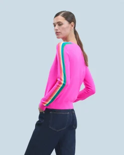 FROM FUTURE Pull Col Rond Bandes Manches Multicolore UtopicPink Outlet