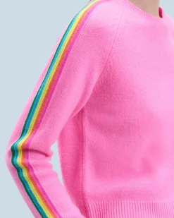 FROM FUTURE Pull Col Rond Bandes Manches Multico DreamyPink Cheap