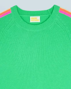 FROM FUTURE Pull Col Rond Bandes Manches Multico UtopicGreen Flash Sale