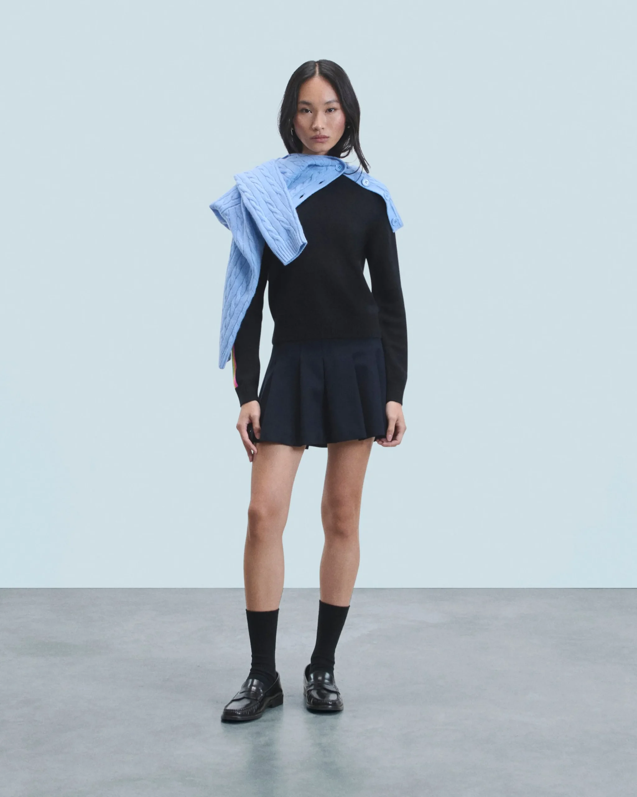 FROM FUTURE Pull Col Rond Bandes Manches Multicolore Noir Cheap