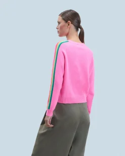 FROM FUTURE Pull Col Rond Bandes Manches Multico DreamyPink Cheap