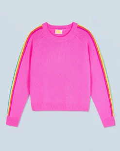 FROM FUTURE Pull Col Rond Bandes Manches Multico DreamyPink Cheap