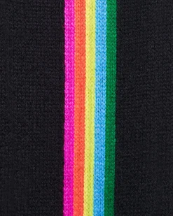FROM FUTURE Pull Col Rond Bandes Manches Multicolore Noir Cheap