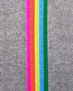 FROM FUTURE Pull Col Rond Bandes Manches Multicolore GrisChinéFoncé Hot