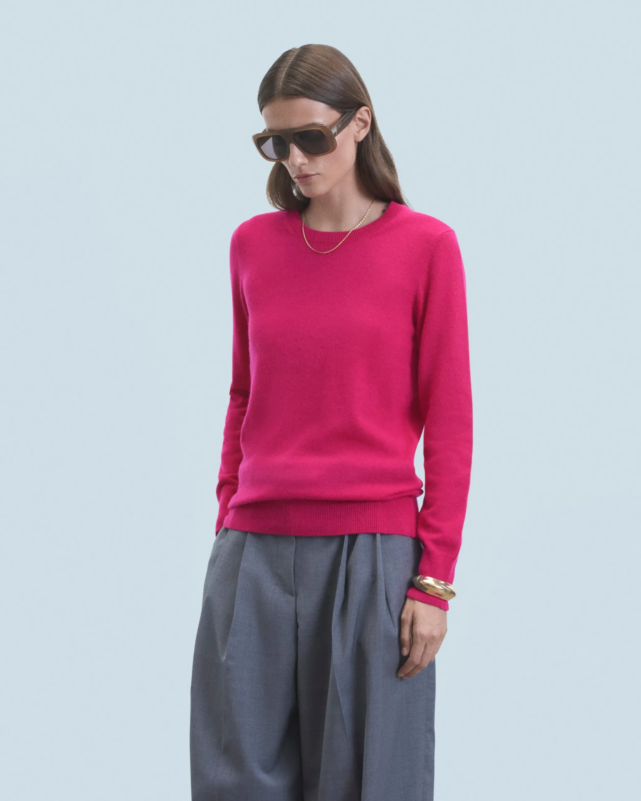 FROM FUTURE Pull Col Rond Basique RaspberryPink Clearance