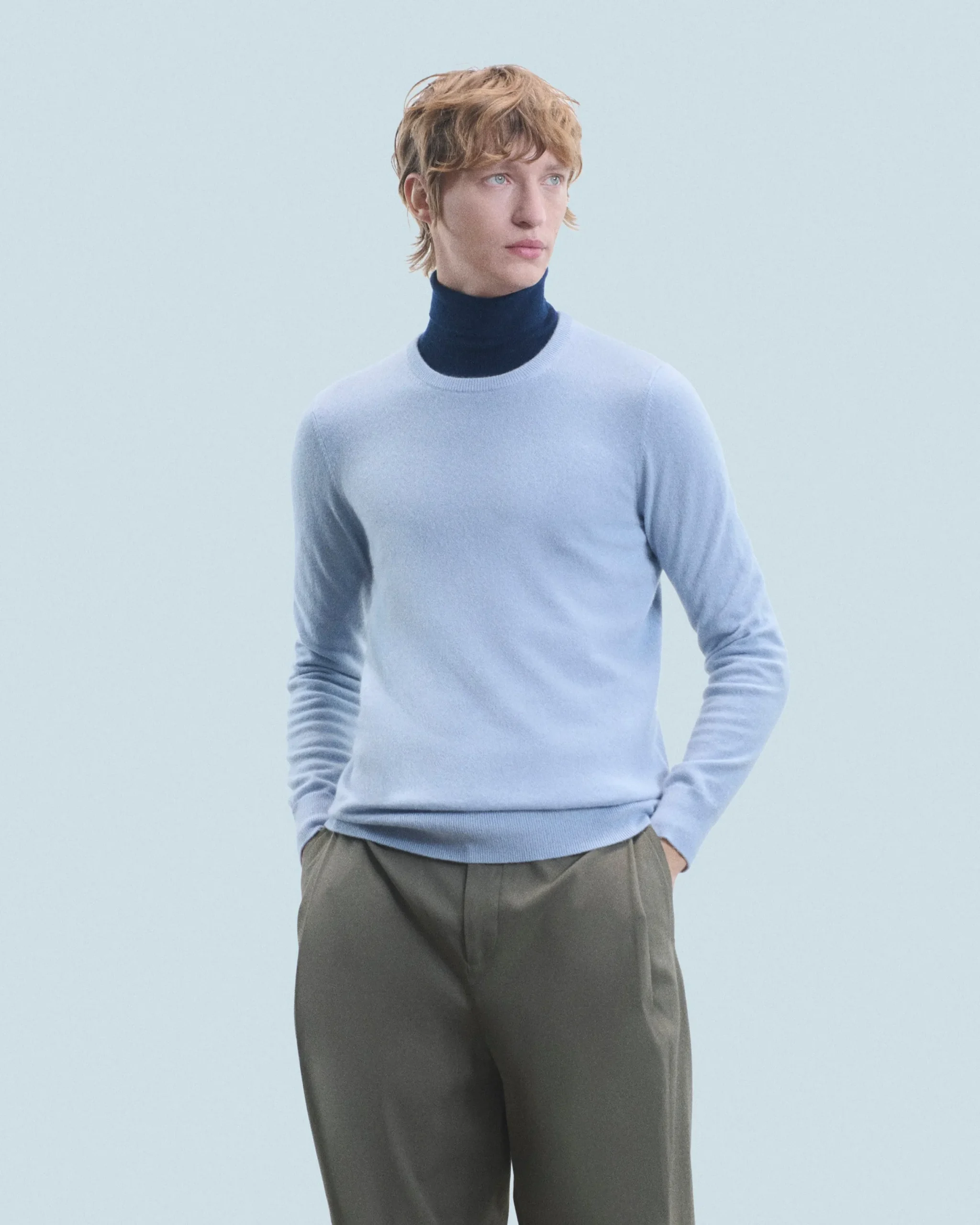 FROM FUTURE Pull Col Rond Basique CloudBlue New