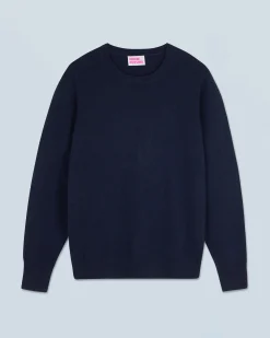 FROM FUTURE Pull Col Rond Basique Navy New