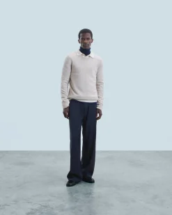FROM FUTURE Pull Col Rond Basique BeigeMouliné Fashion