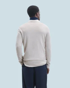 FROM FUTURE Pull Col Rond Basique BeigeMouliné Fashion