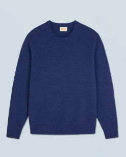 FROM FUTURE Pull Col Rond Basique DarkBlueMouliné Hot