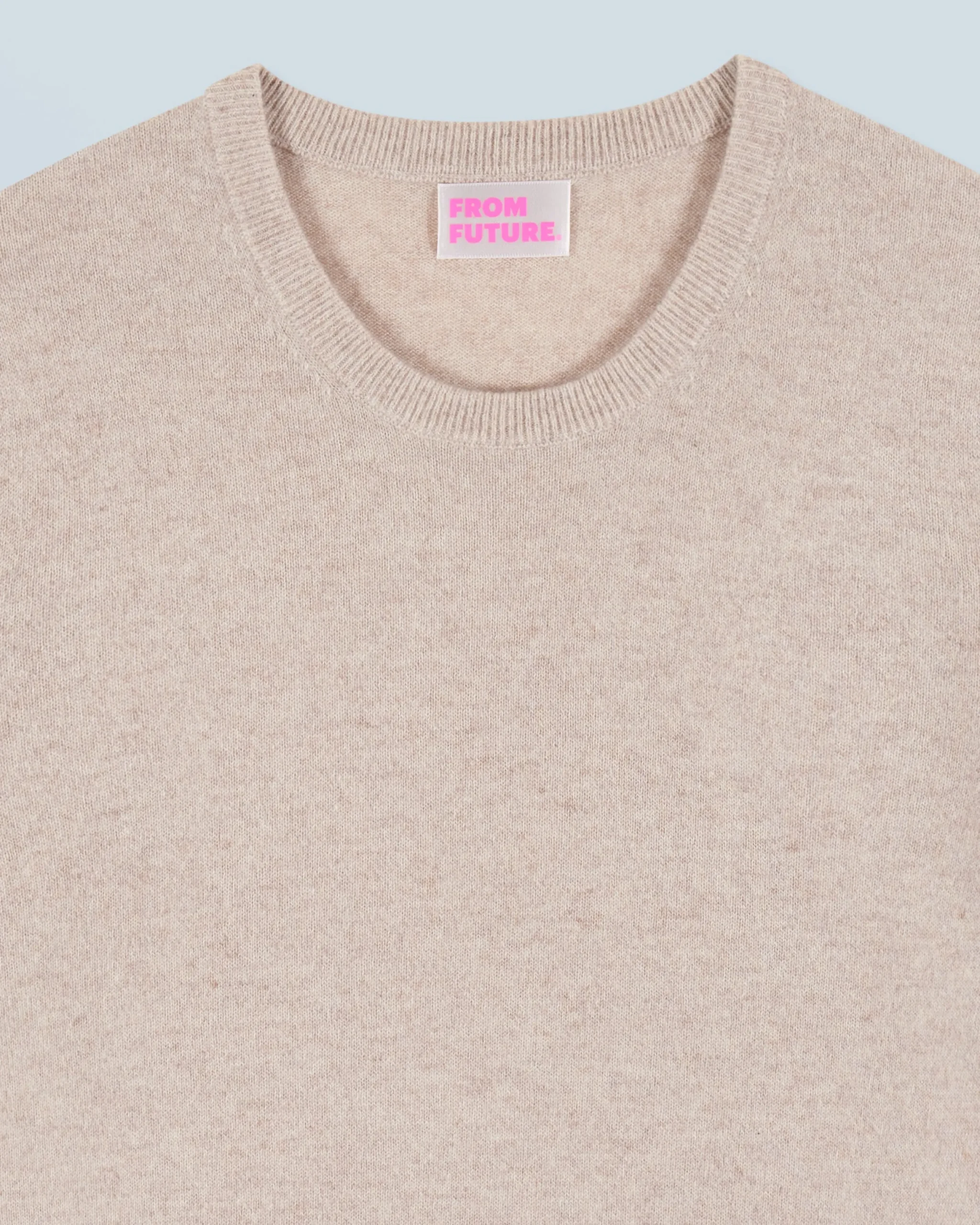 FROM FUTURE Pull Col Rond Basique BeigeMouliné Fashion