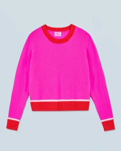 FROM FUTURE Pull Col Rond Bicolore Contraste Léger UtopicPink Best Sale