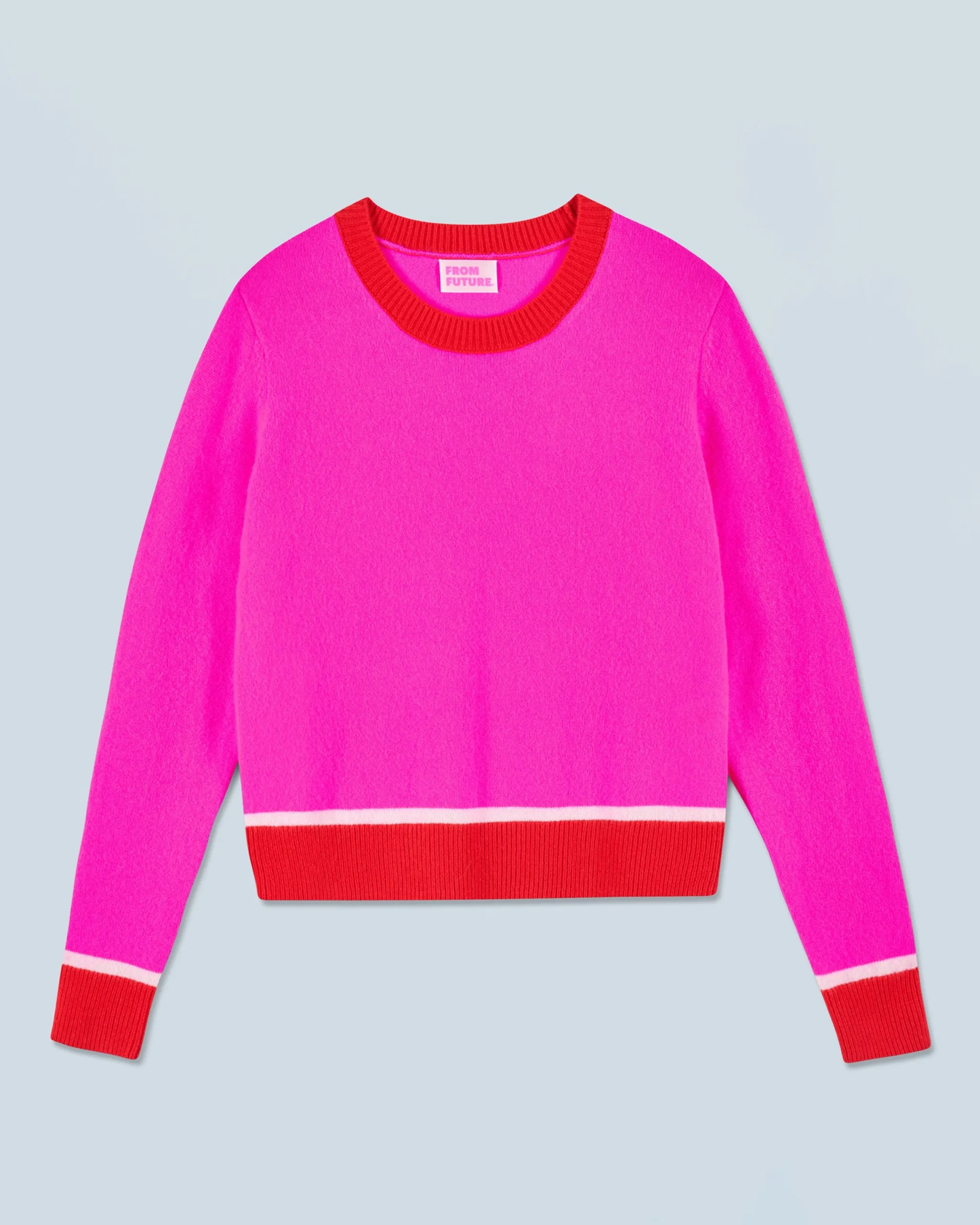 FROM FUTURE Pull Col Rond Bicolore Contraste Léger UtopicPink Best Sale