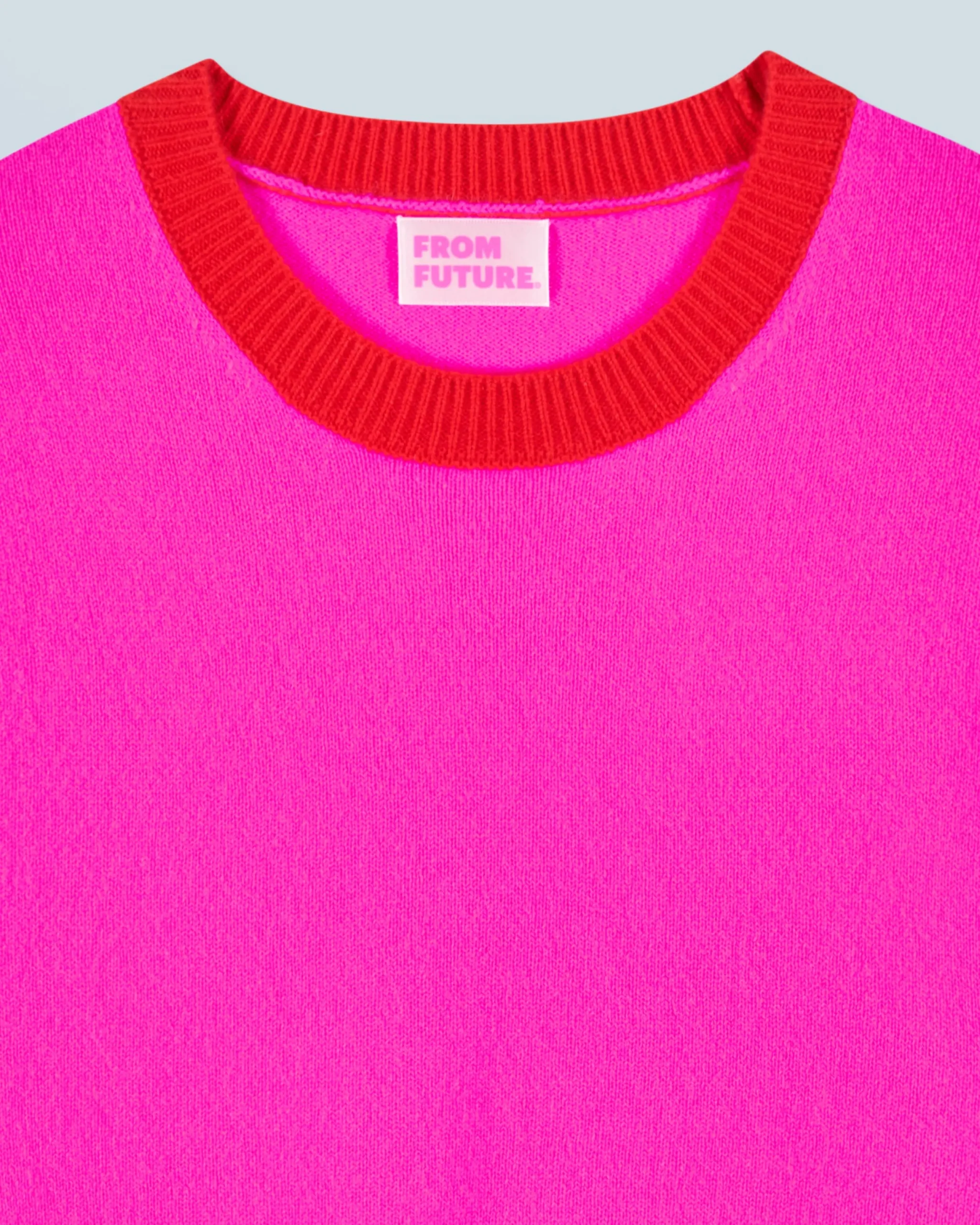 FROM FUTURE Pull Col Rond Bicolore Contraste Léger UtopicPink Best Sale