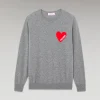 FROM FUTURE Pull Col Rond Coeur GrisChinéFoncé New