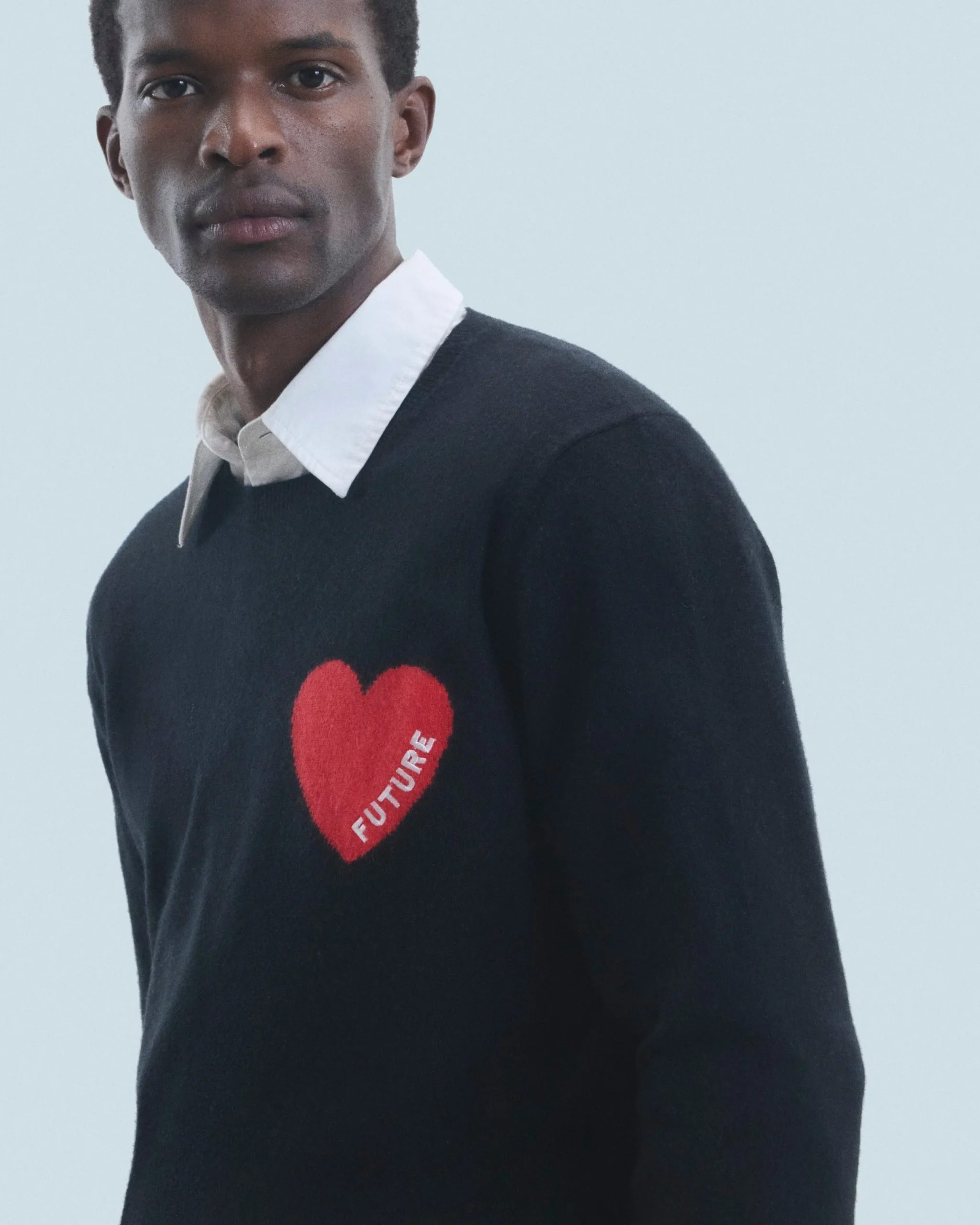 FROM FUTURE Pull Col Rond Coeur Noir Clearance