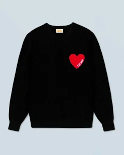 FROM FUTURE Pull Col Rond Coeur Noir Clearance