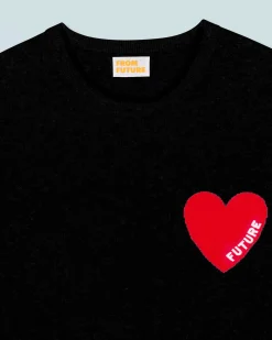 FROM FUTURE Pull Col Rond Coeur Noir Clearance
