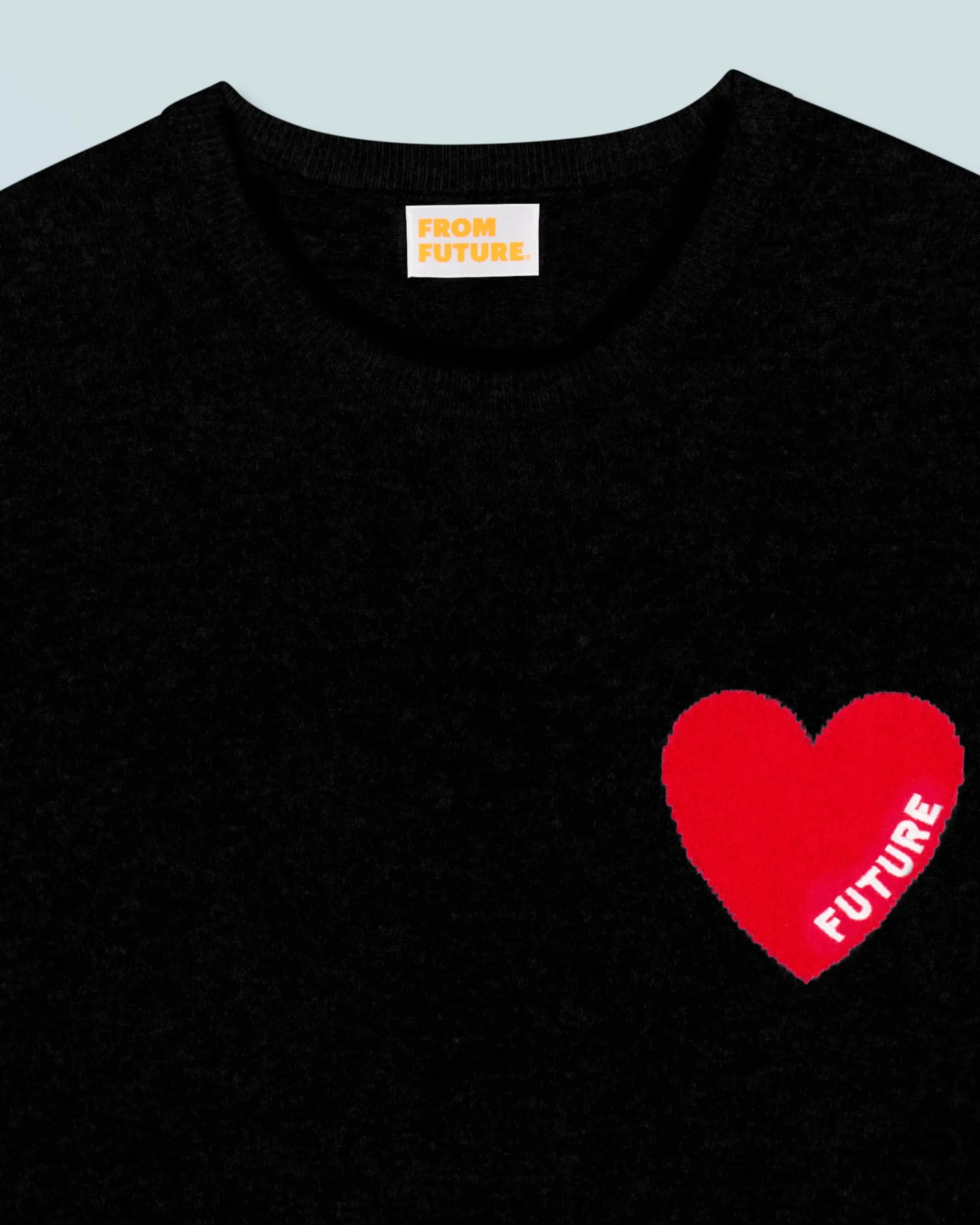 FROM FUTURE Pull Col Rond Coeur Noir Clearance