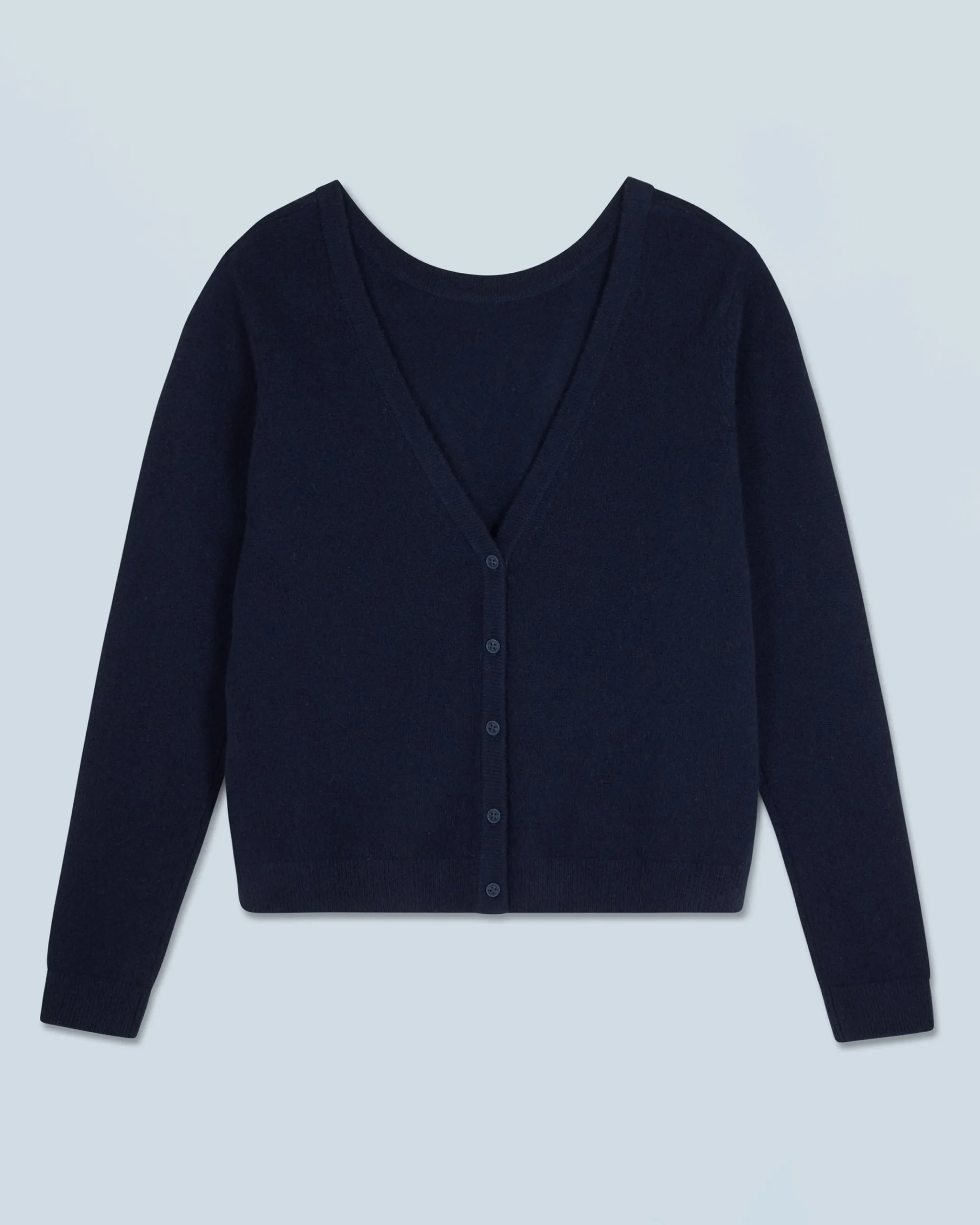 FROM FUTURE Pull Col Rond Dos Nu à Boutons Navy Outlet