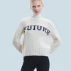 FROM FUTURE Pull Col Rond Future Ecru New