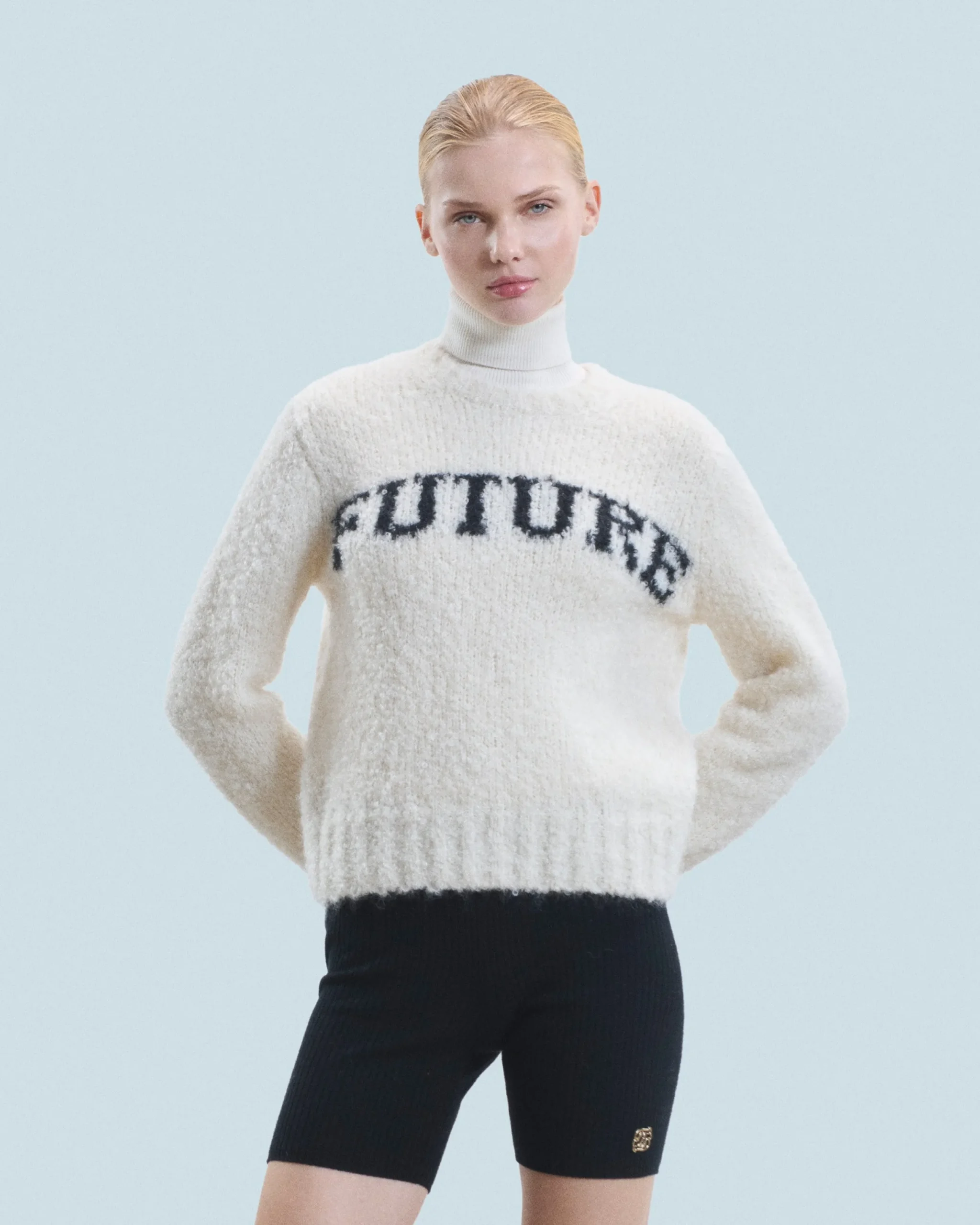FROM FUTURE Pull Col Rond Future Ecru New