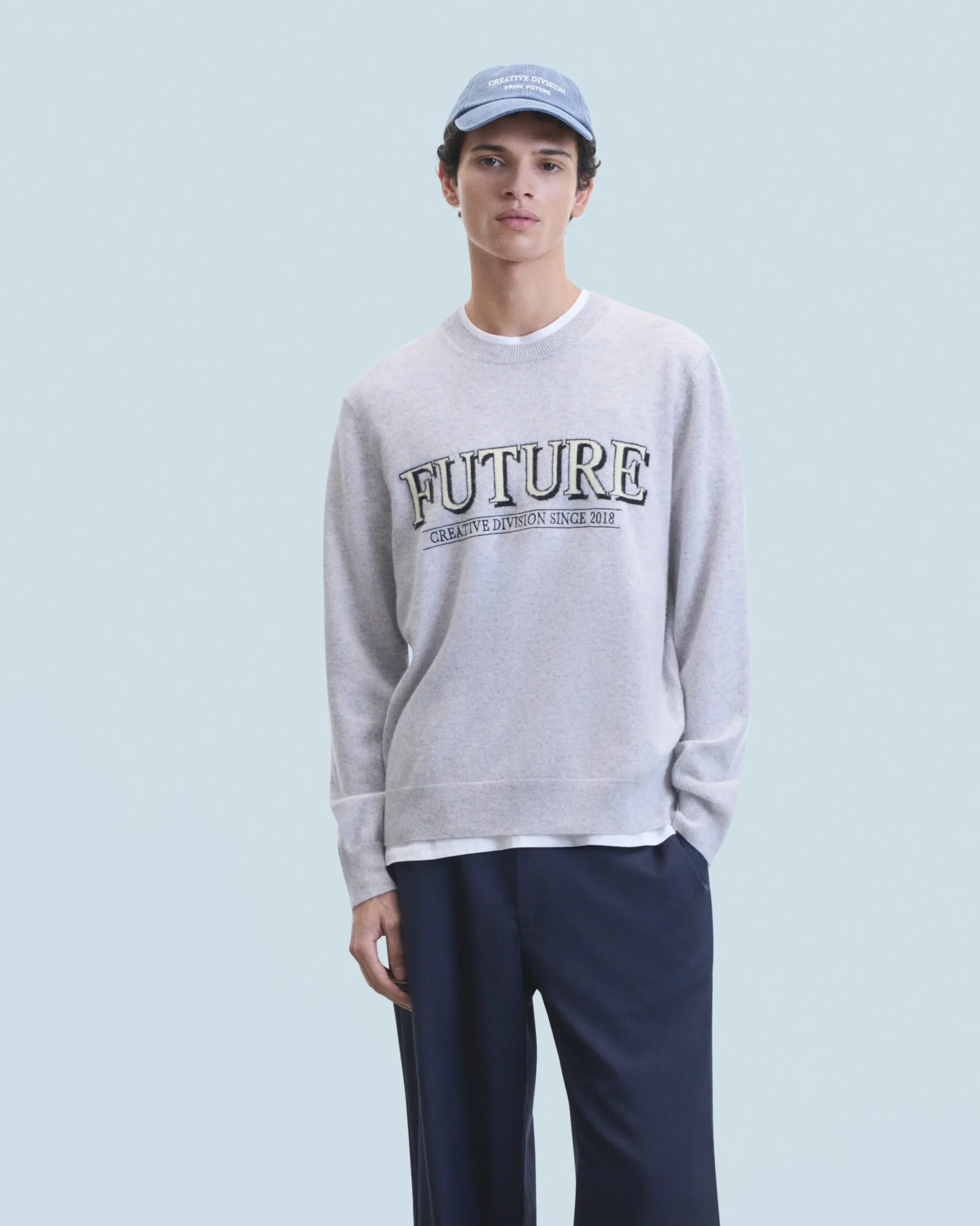 FROM FUTURE Pull Col Rond Future GrisChinéClair Outlet