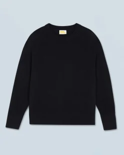 FROM FUTURE Pull Col Rond Oversize Léger Noir Hot