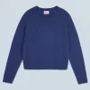 FROM FUTURE Pull Col Rond Raglan DarkBlueMouliné New