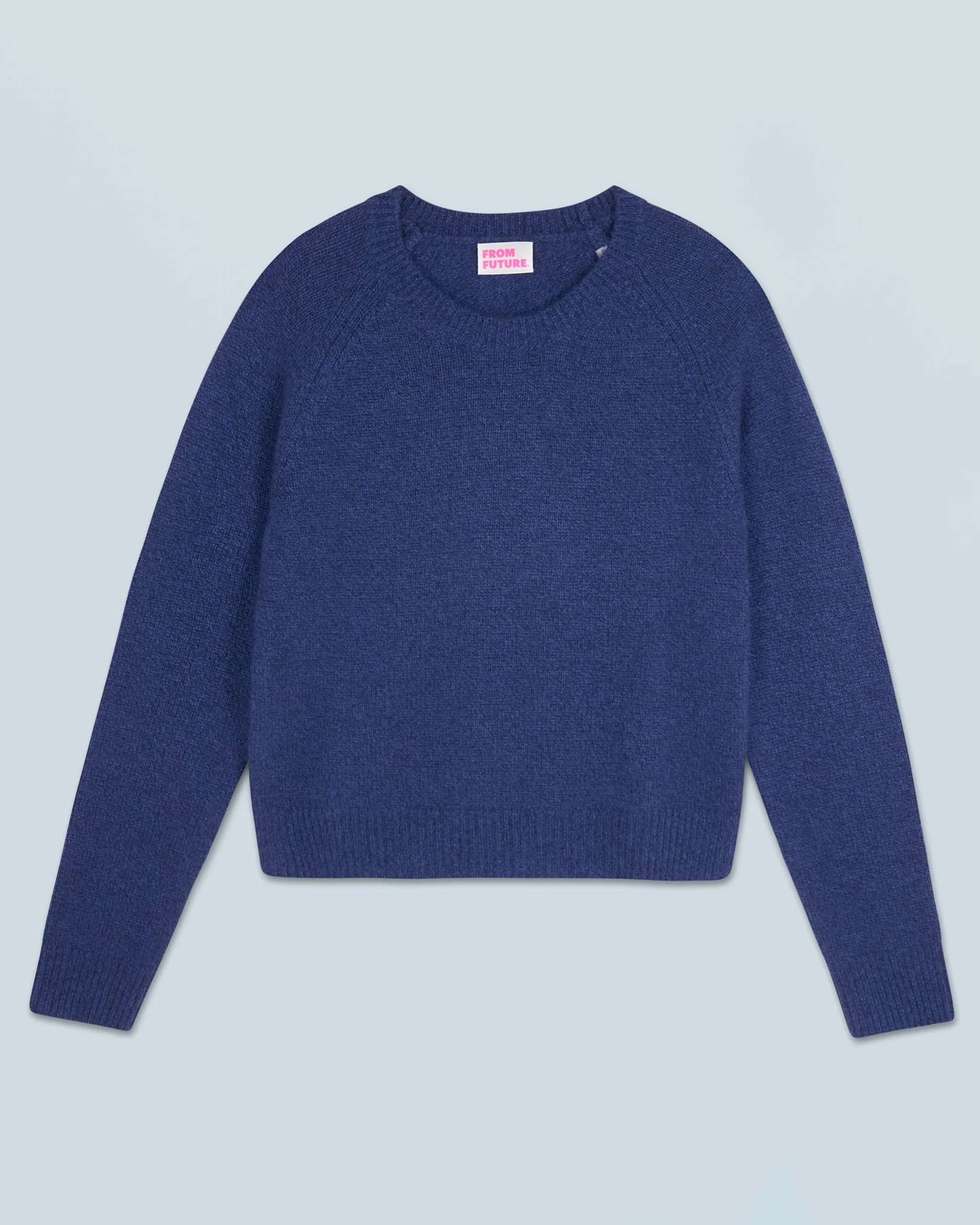 FROM FUTURE Pull Col Rond Raglan DarkBlueMouliné New