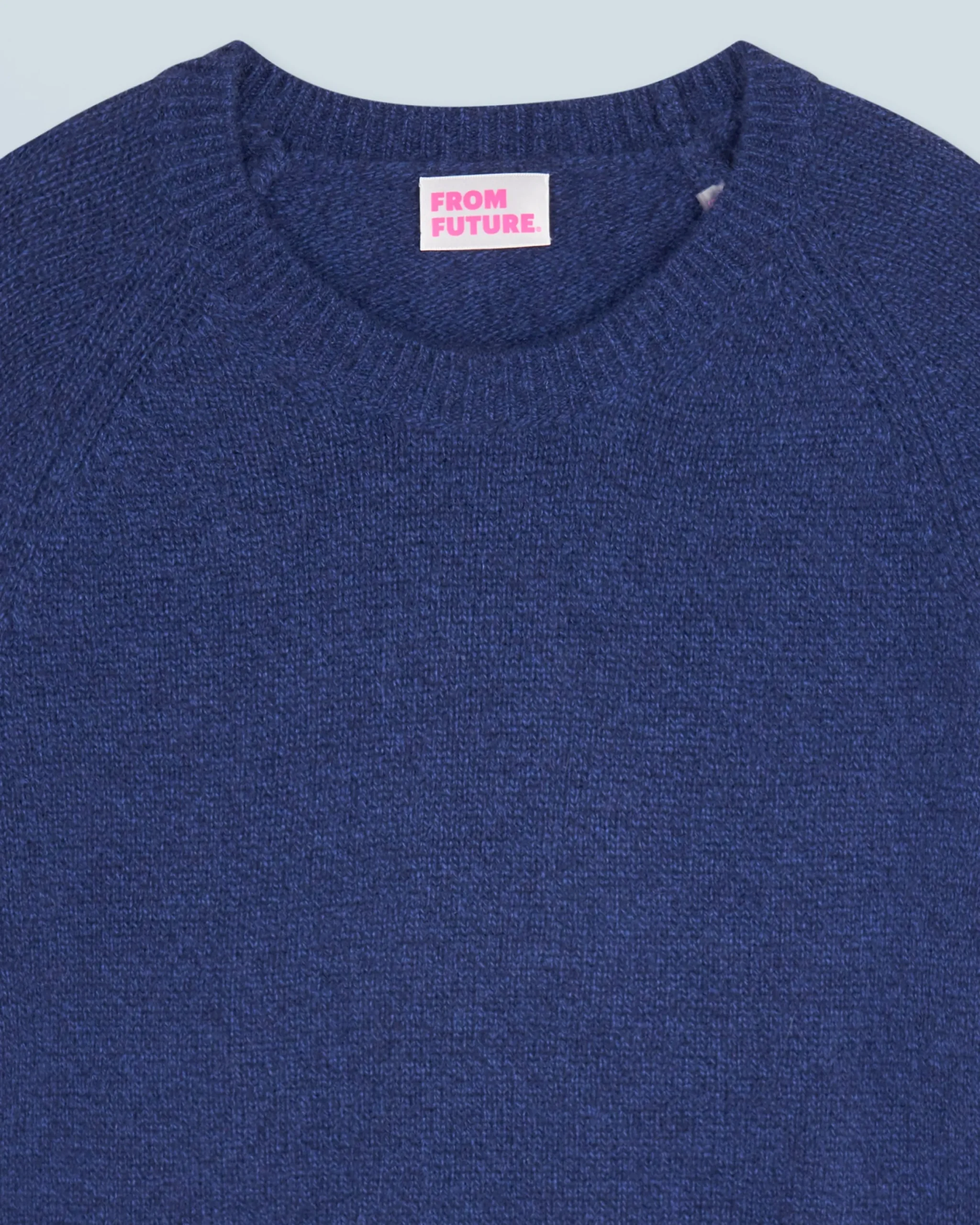 FROM FUTURE Pull Col Rond Raglan DarkBlueMouliné New