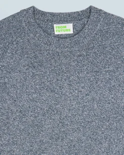 FROM FUTURE Pull Col Rond Raglan MoonlightBlue New