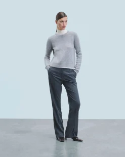FROM FUTURE Pull Col Rond Raglan GrisChinéFoncé Hot