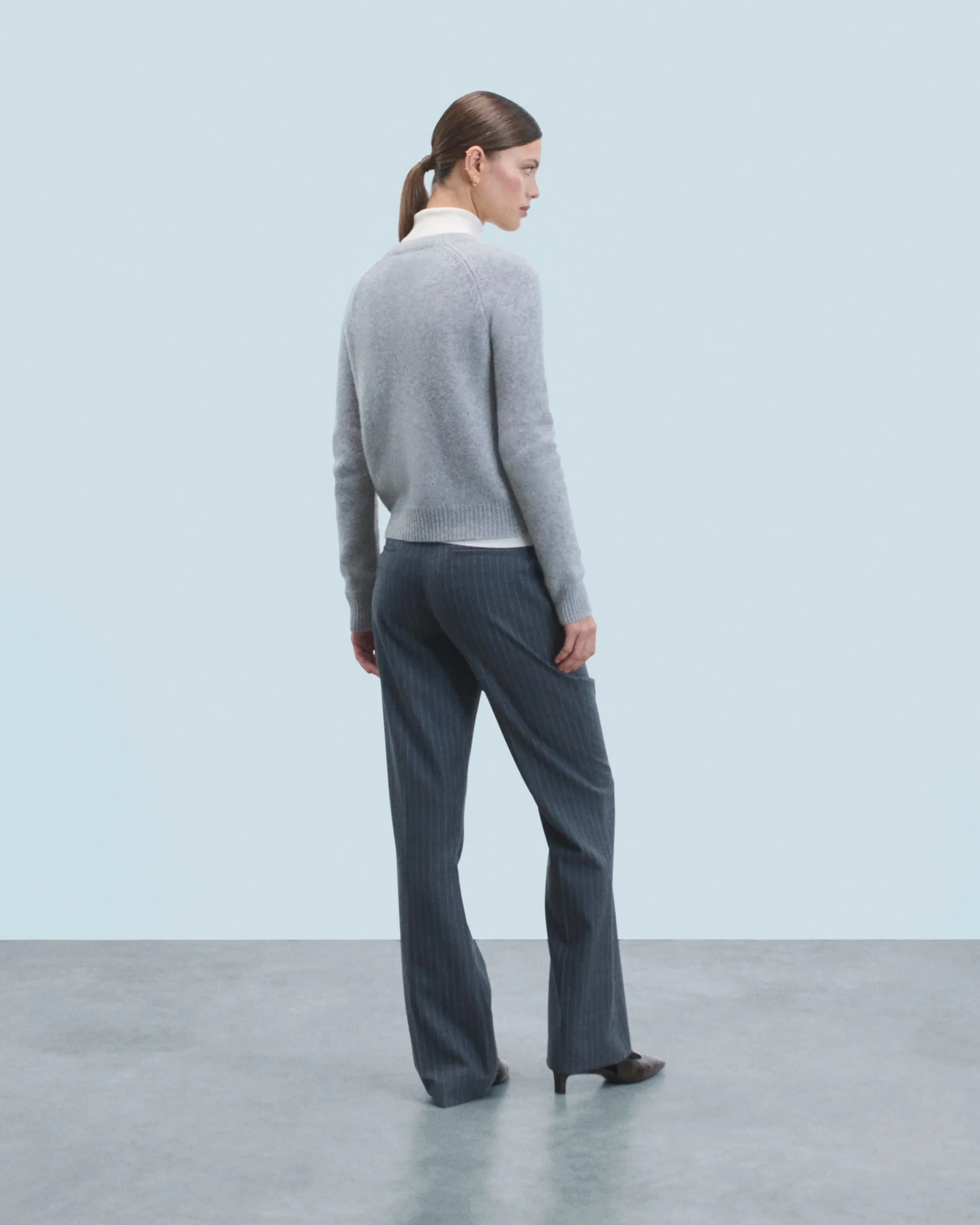 FROM FUTURE Pull Col Rond Raglan GrisChinéFoncé Hot