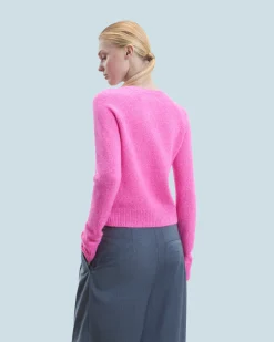 FROM FUTURE Pull Col Rond Raglan BrightPinkMou Best