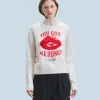 FROM FUTURE Pull Col Rond Red Lips Ecru Outlet