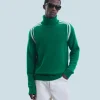 FROM FUTURE Pull Col Roulé ForestGreen Flash Sale