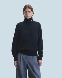 FROM FUTURE Pull Col Roulé Noir Cheap